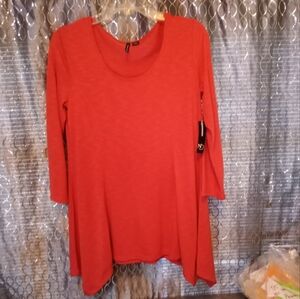 NWT New Directions Long sleeve tunic blouse small medium. Burnt orange rust  lon
